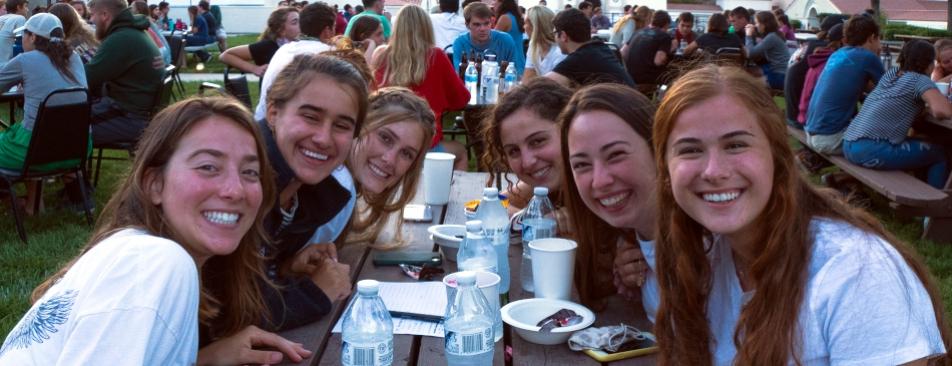 Students at a campus BBQ